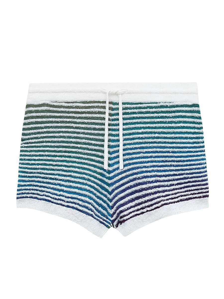 Women's LOEWE x Paula's Ibiza Gradient Stripe Cotton-Blend Shorts - Multi Color White - Size Large