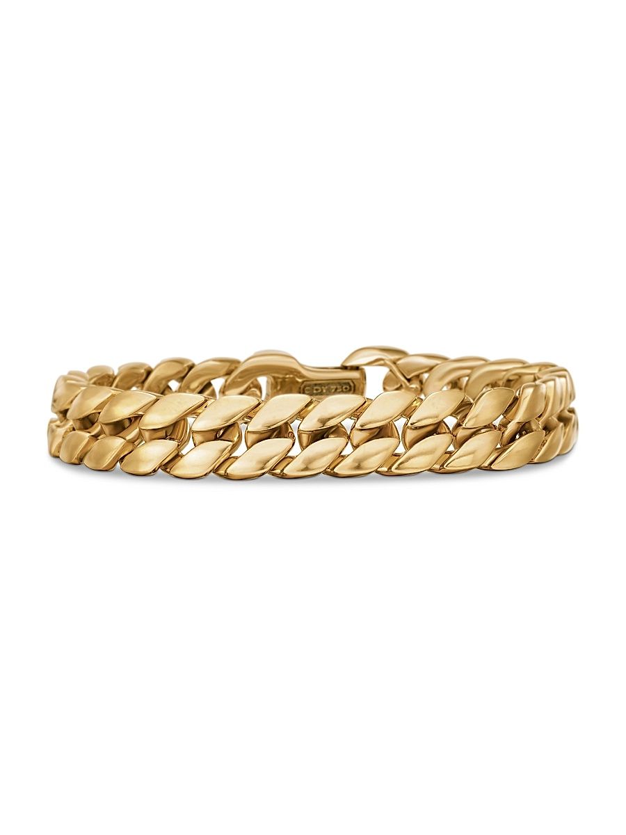 Men's Curb Chain Bracelet in 18K Yellow Gold, 11.5MM - Gold - Size Small