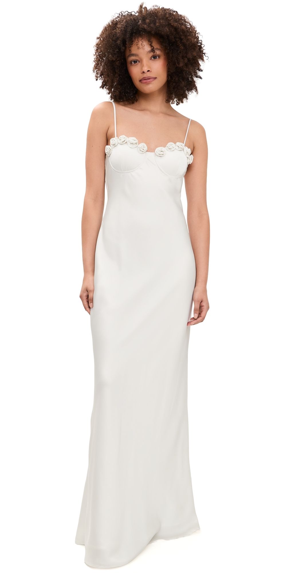 Runaway the Label Lavena Floral Detail Maxi Dress Pearl XS