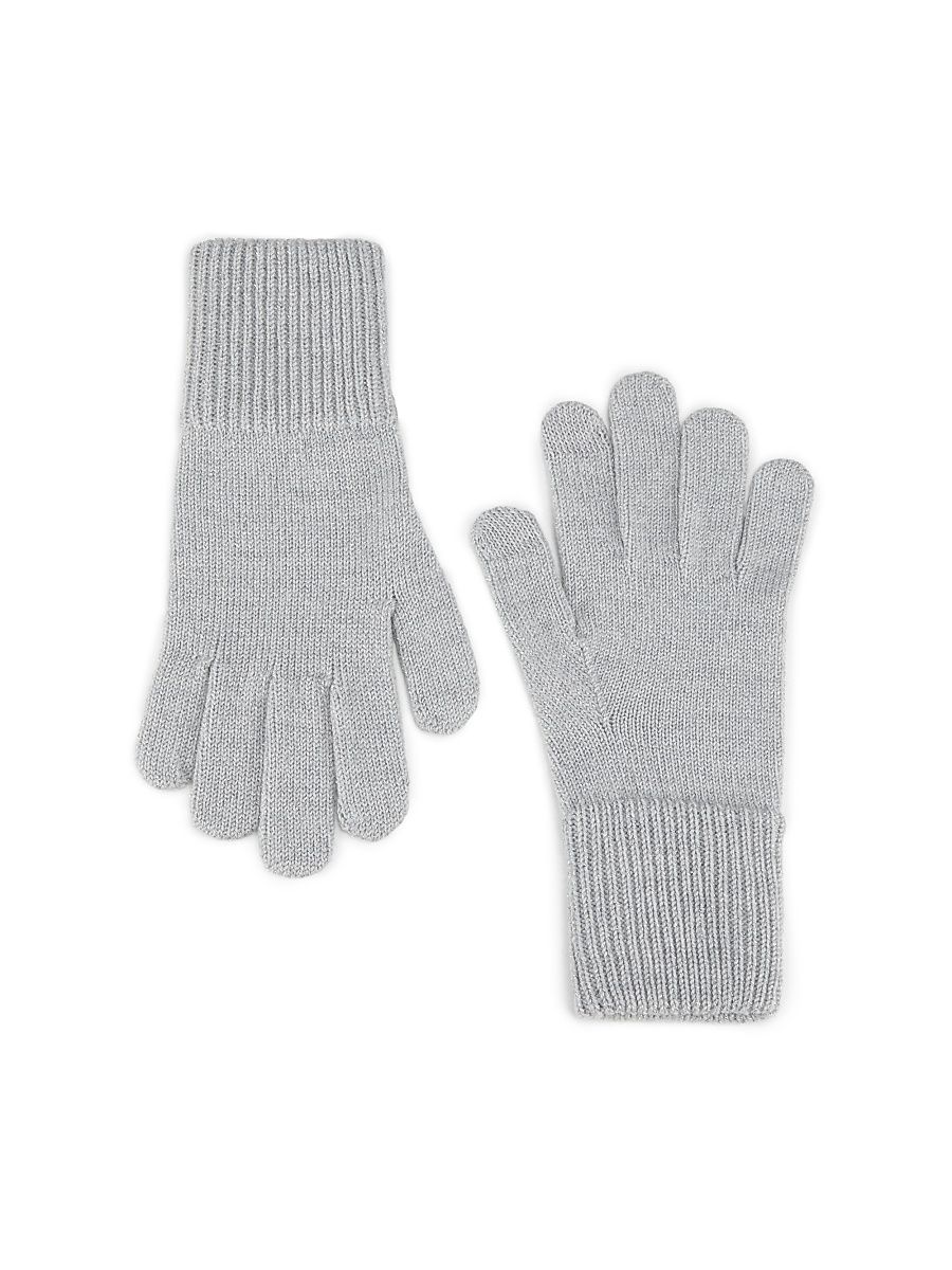 Women's Blake Metallic Rib-Knit Wool-Blend Gloves - Silver