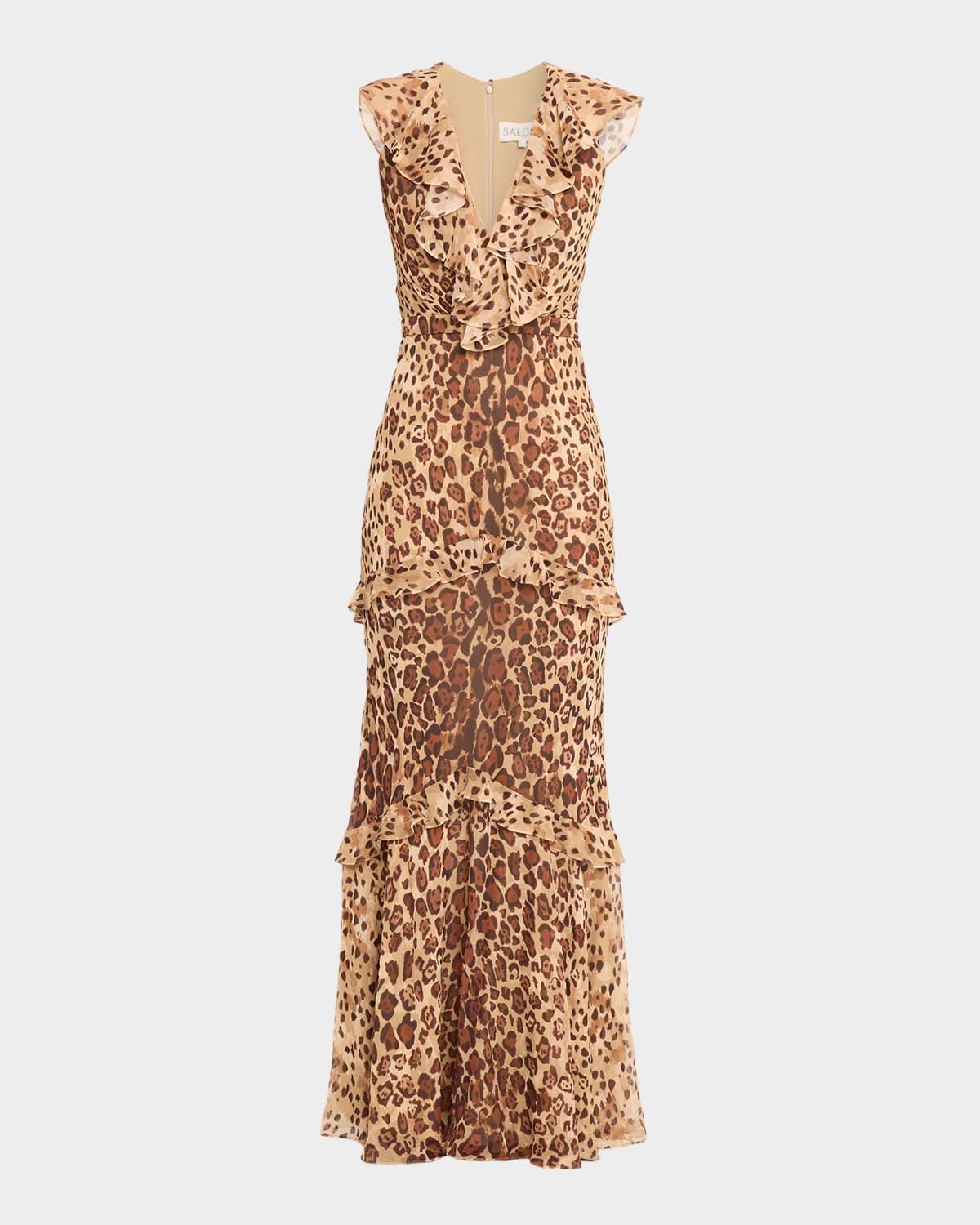 Rita Leopard Chiffon Maxi Dress