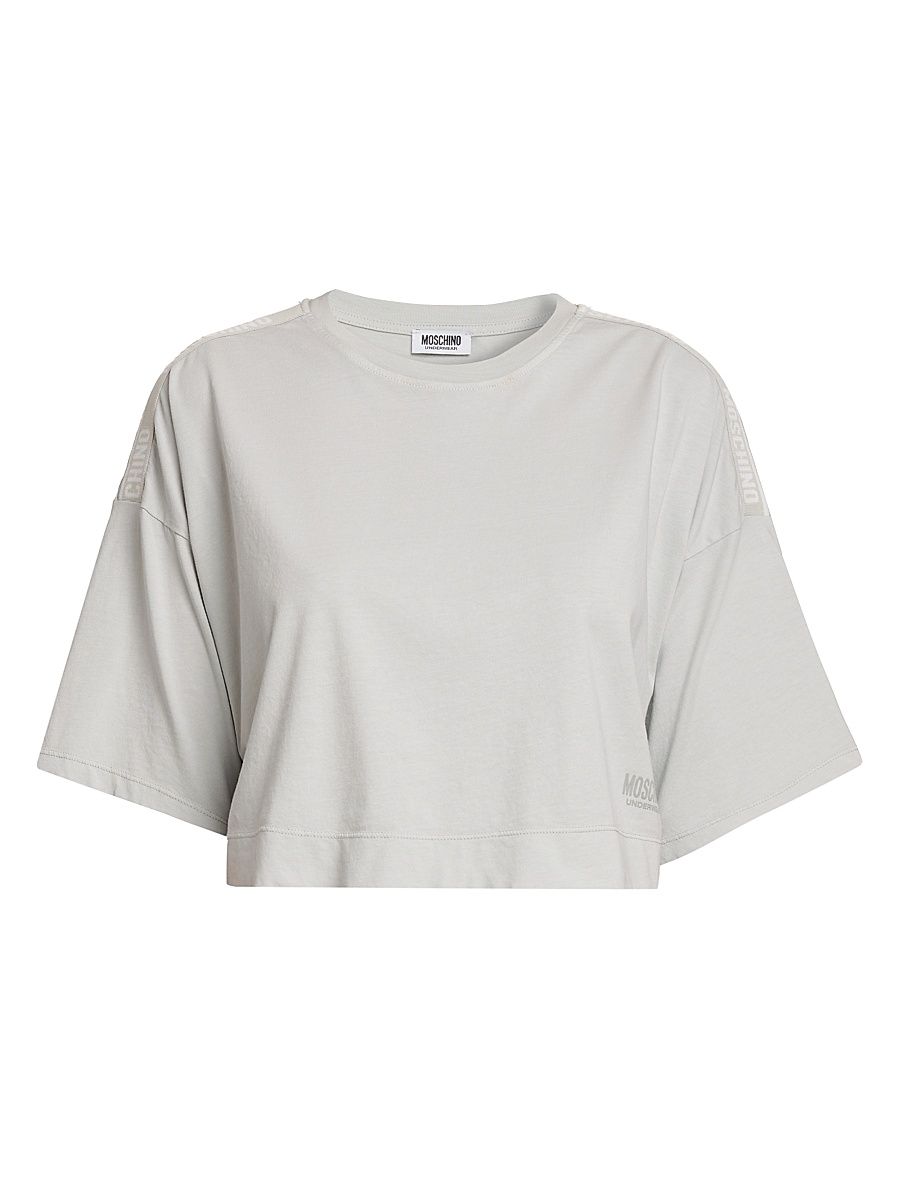 Women's Cotton Crop T-Shirt - Grey - Size Small