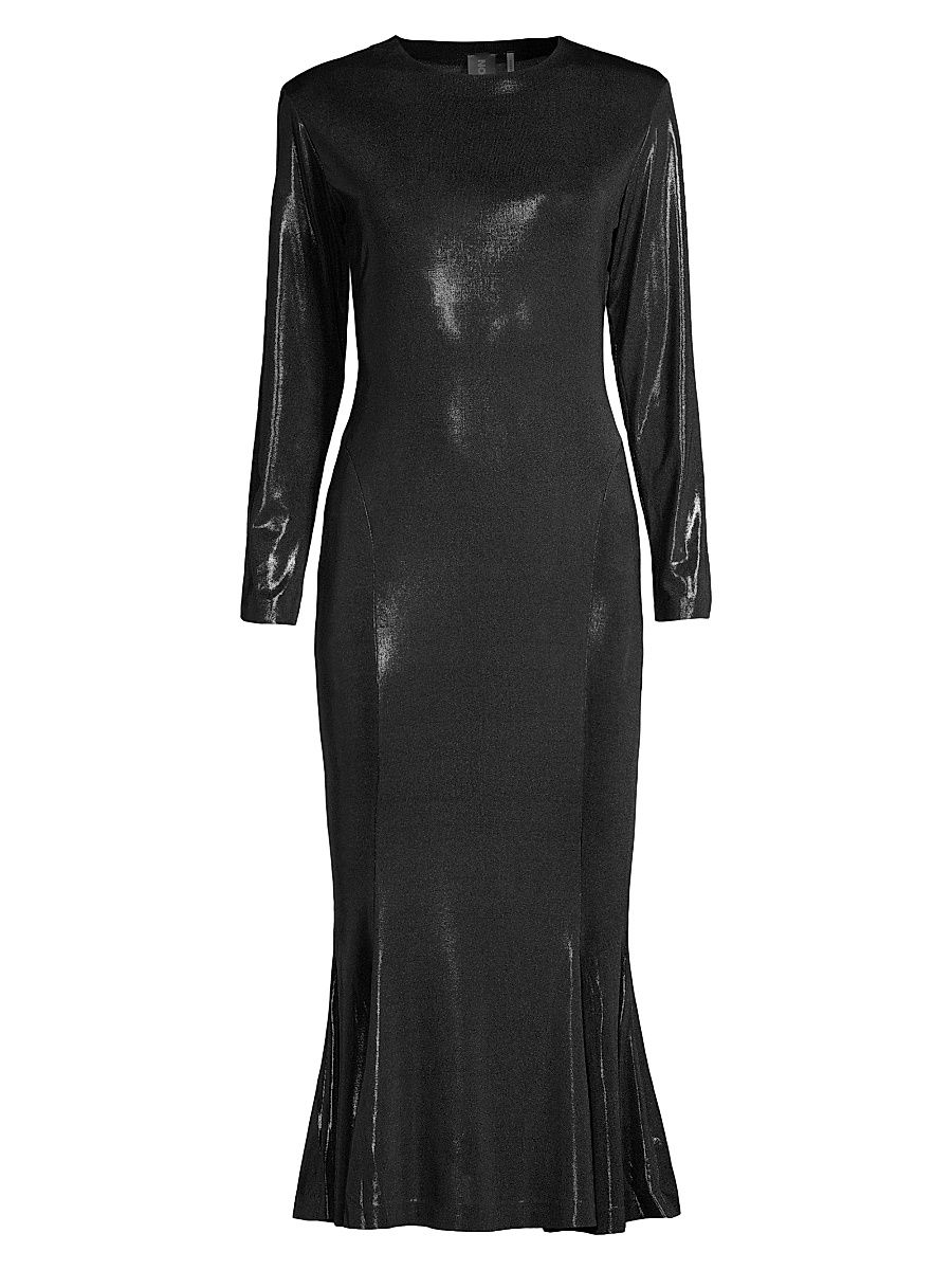 Women's Metallic Midi Dress - Black - Size Small