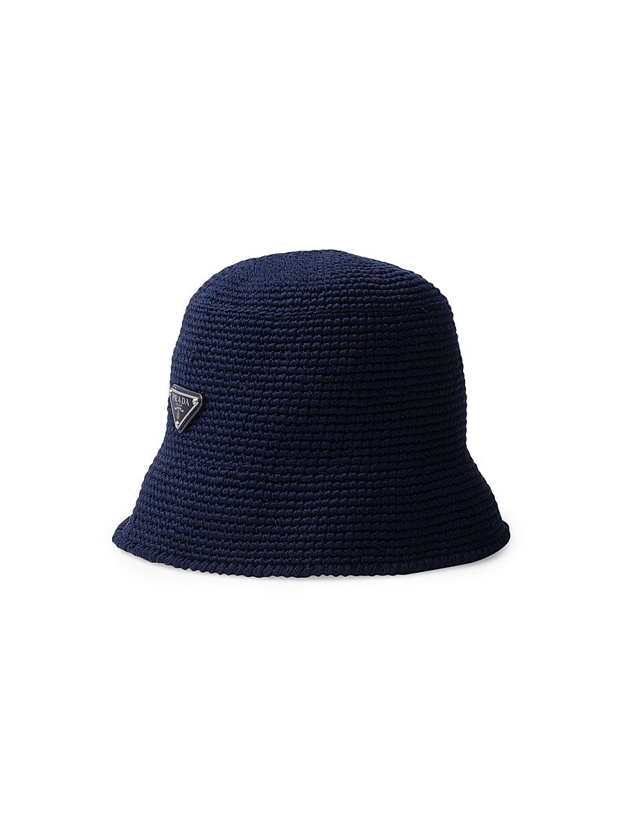 Men's Crochet Bucket Hat - Blue - Size Medium