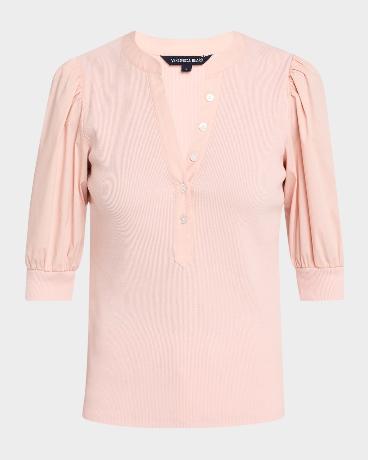 Coralee Puff Sleeve Button-Front Top