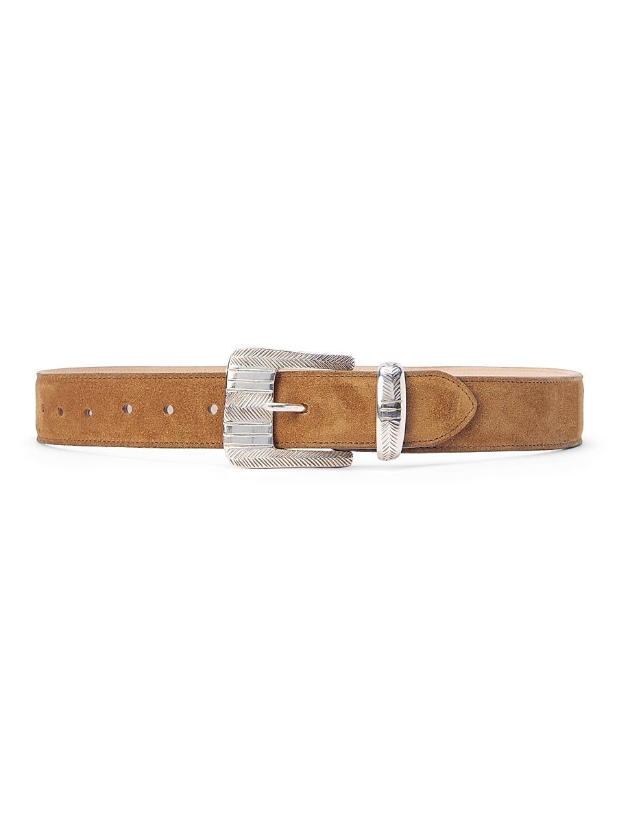 Women's Aya Suede Belt - Cognac Suede - Size Large