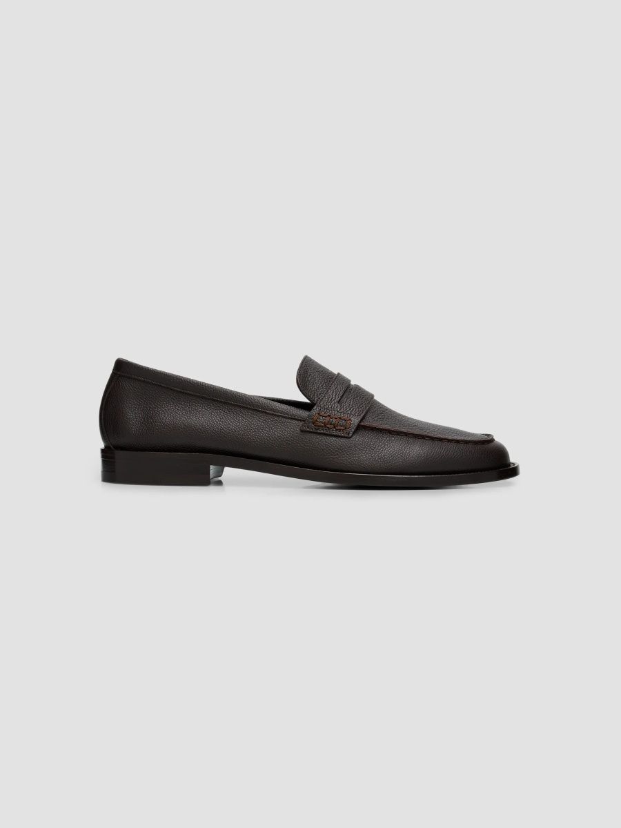 Manolo Blahnik Men's Perry Leather Penny Loafers - Dark Brown - Size 10