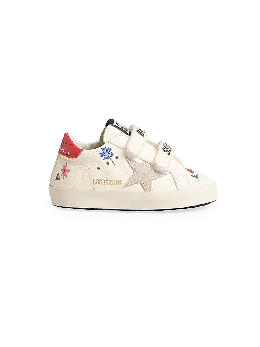 Baby Girl's Old School Floral Star Sneakers - White Taupe Red - Size 2 (Baby)