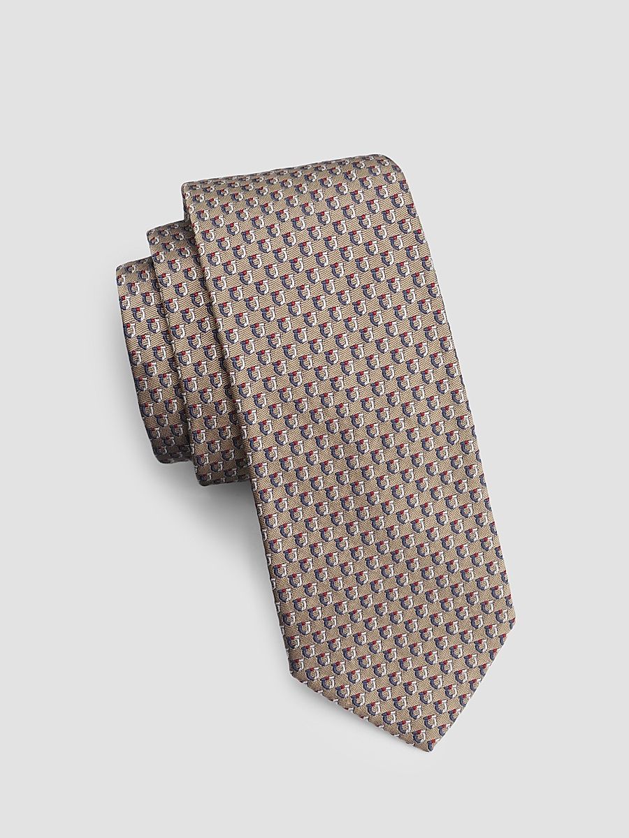 Men's Barzio Printed Silk Tie - Tan