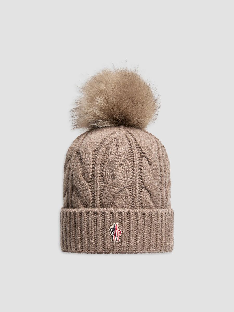 Moncler Grenoble Women's Beanie Hat in Wool & Cashmere Blend - Light Brown
