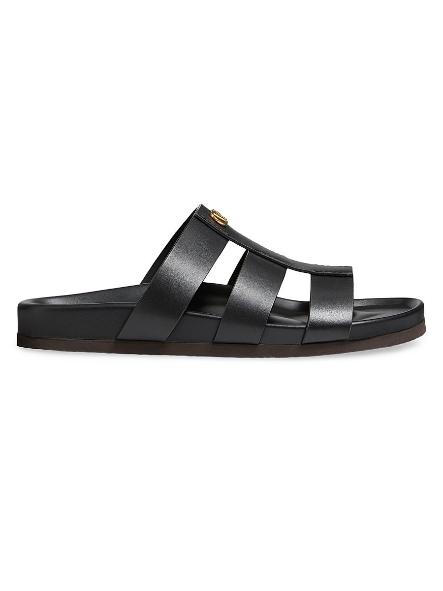Men's Studshield Slide Sandals in Calfskin - Black - Size 7.5