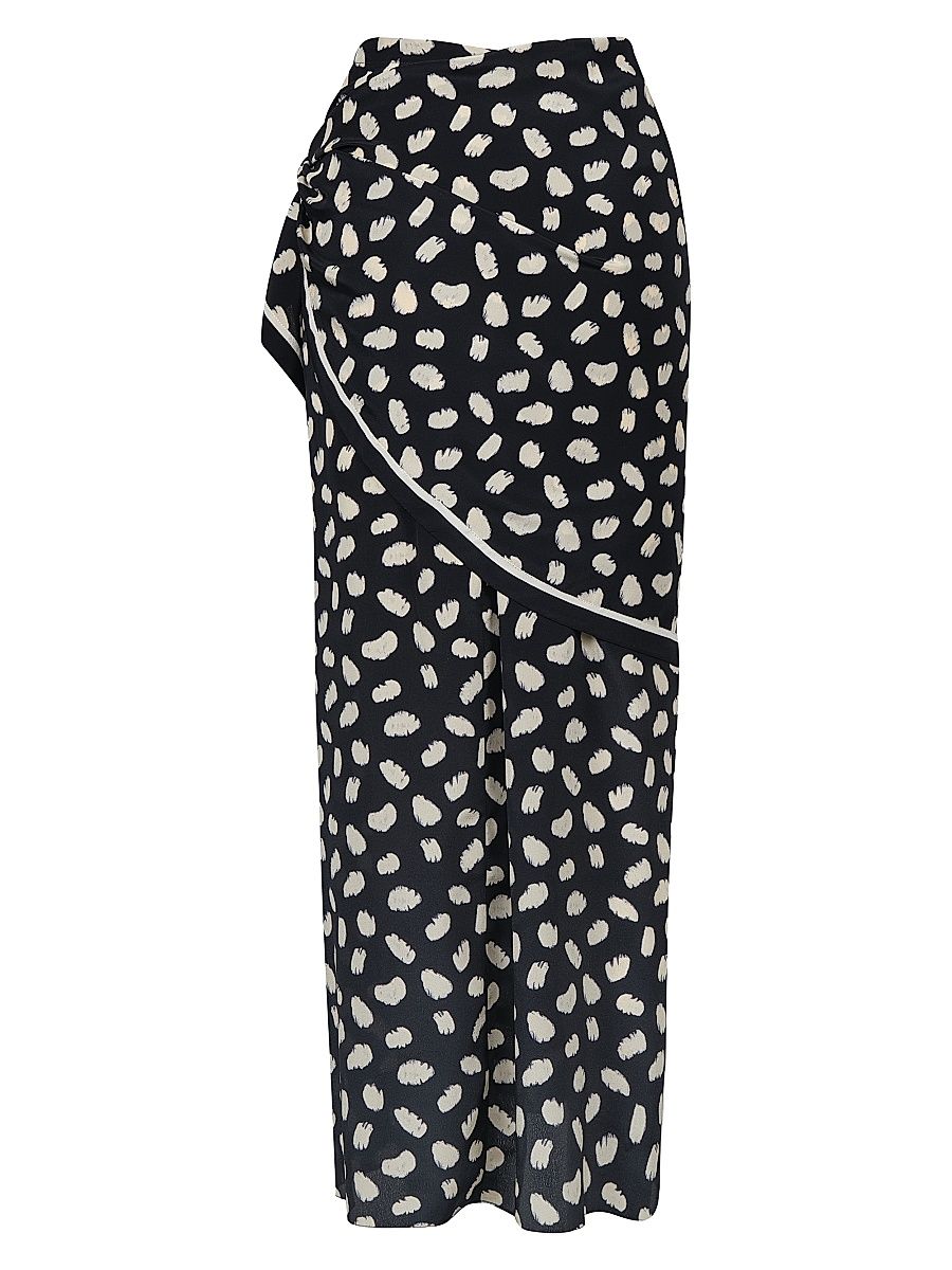 Women's Captivation Silk Midi Skirt - Black Ecru - Size 4