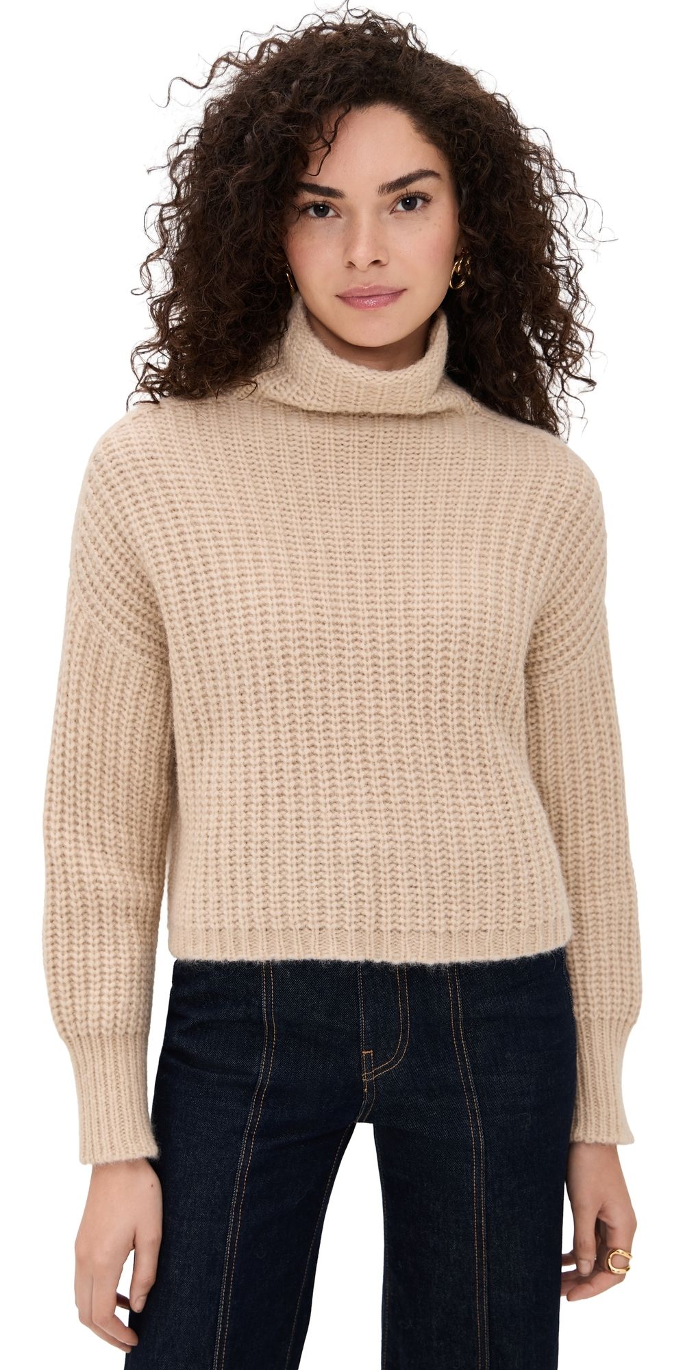 Ulla Johnson Veron Alpaca Knit Turtleneck Pullover Dune L
