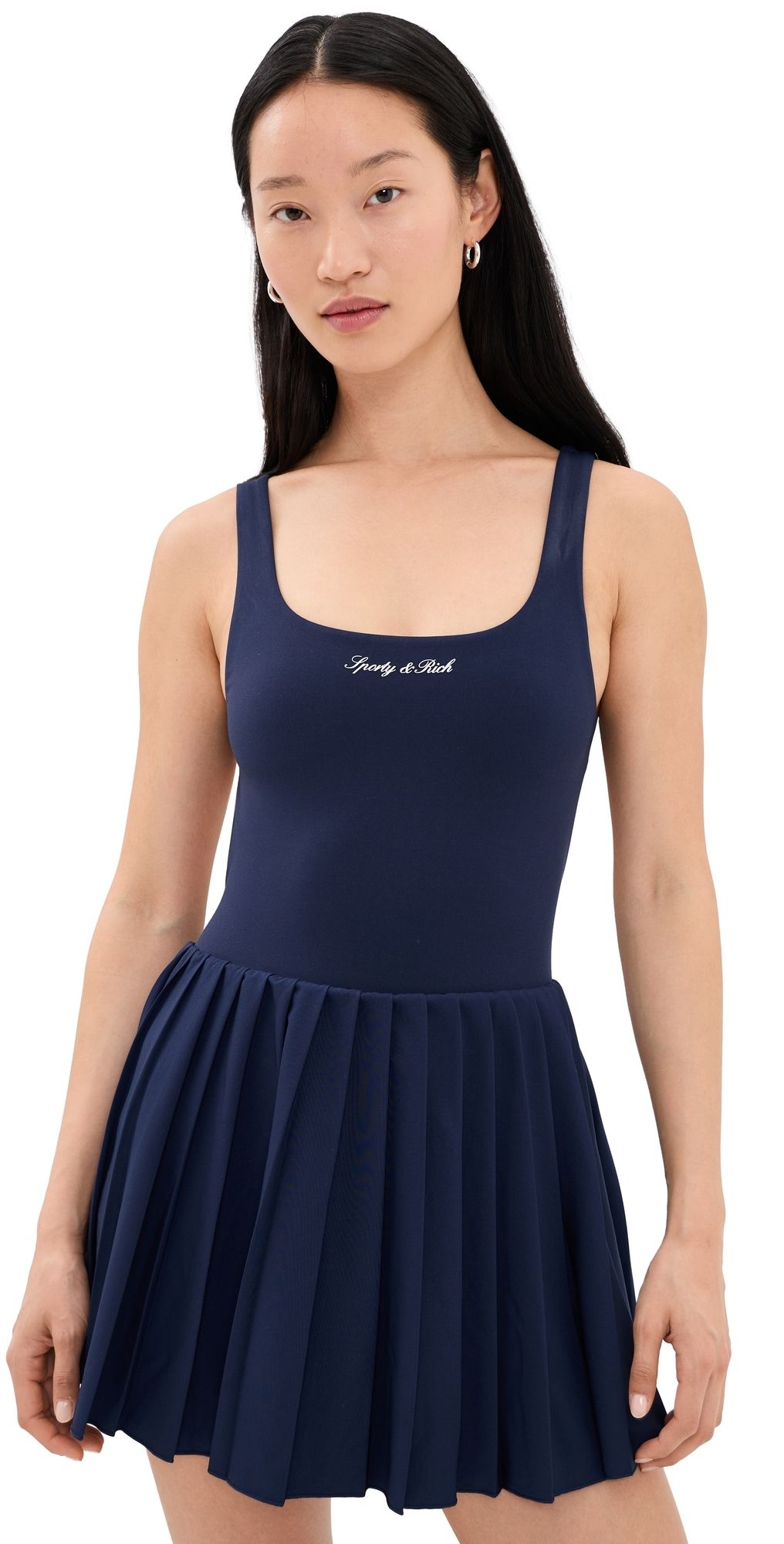 Sporty & Rich Signature Logo Court Dress Dark Navy White XS