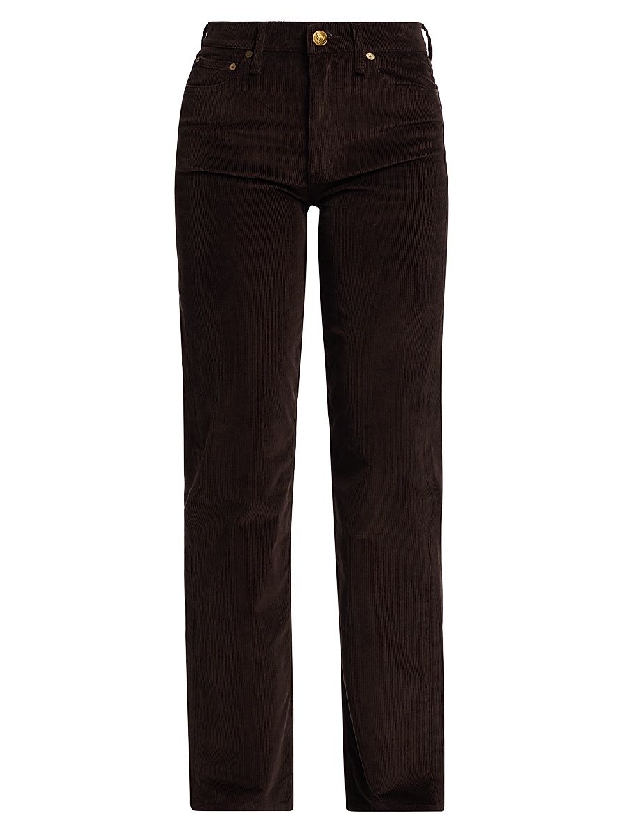 Women's Harlow Corduroy Straight-Leg Pants - Dark Brown - Size 30