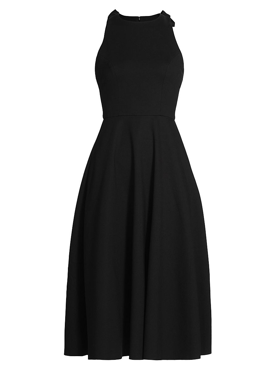 Women's Mani Bow Sleeveless Midi-Dress - Black - Size Large