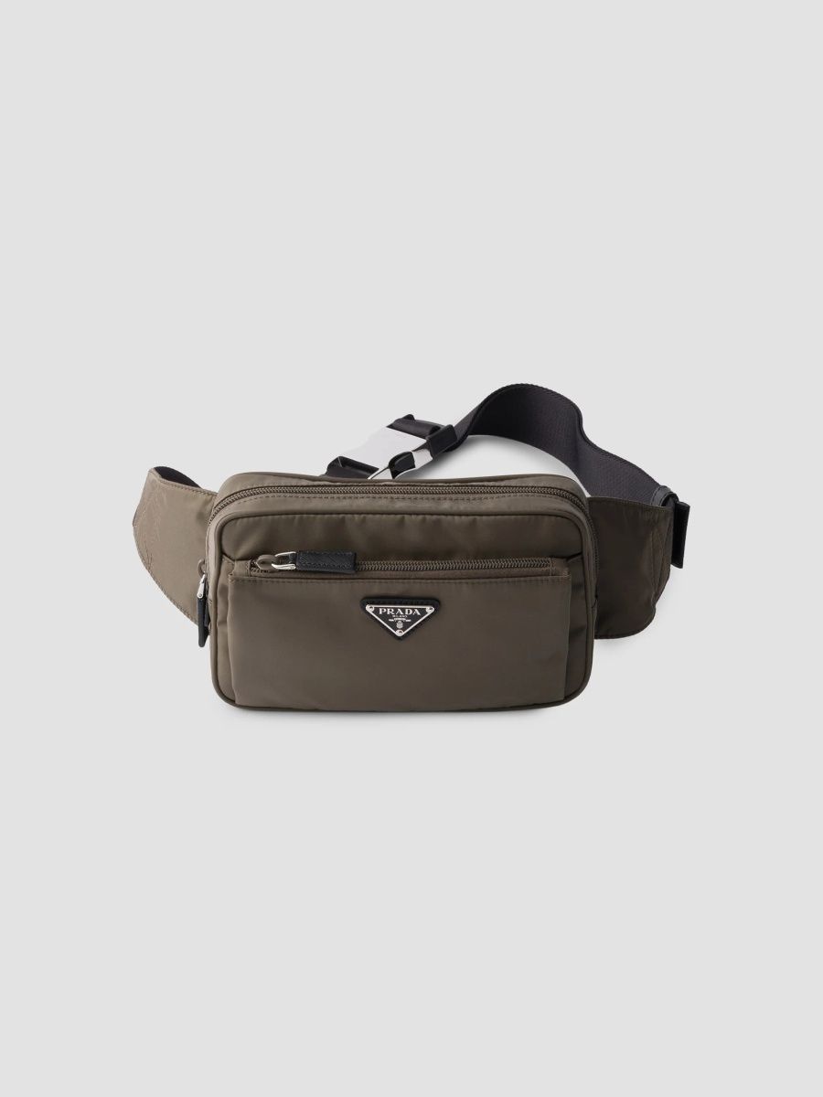 Prada Men's Re-Nylon and Saffiano Leather Belt Bag - Grey