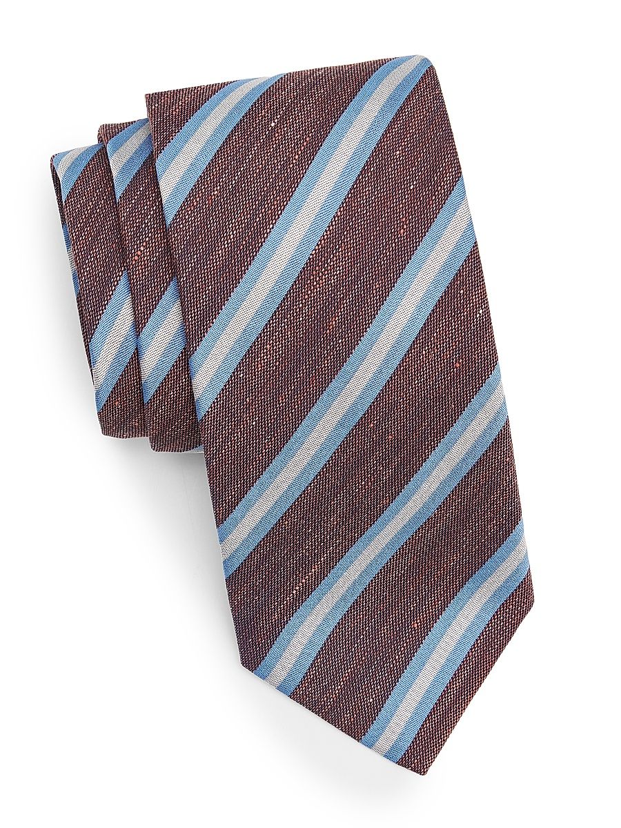 Men's Striped Woven Silk Tie - Blue