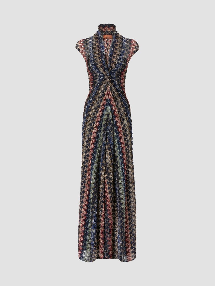 Missoni Women's Twist-Front Chevron Knit Maxi Dress - Multicolor - Size 8