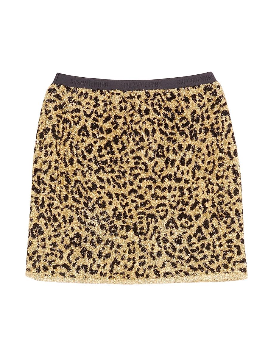 Women's Jacquard Animal Print Lurex Knit Skirt - Animal Print - Size Medium
