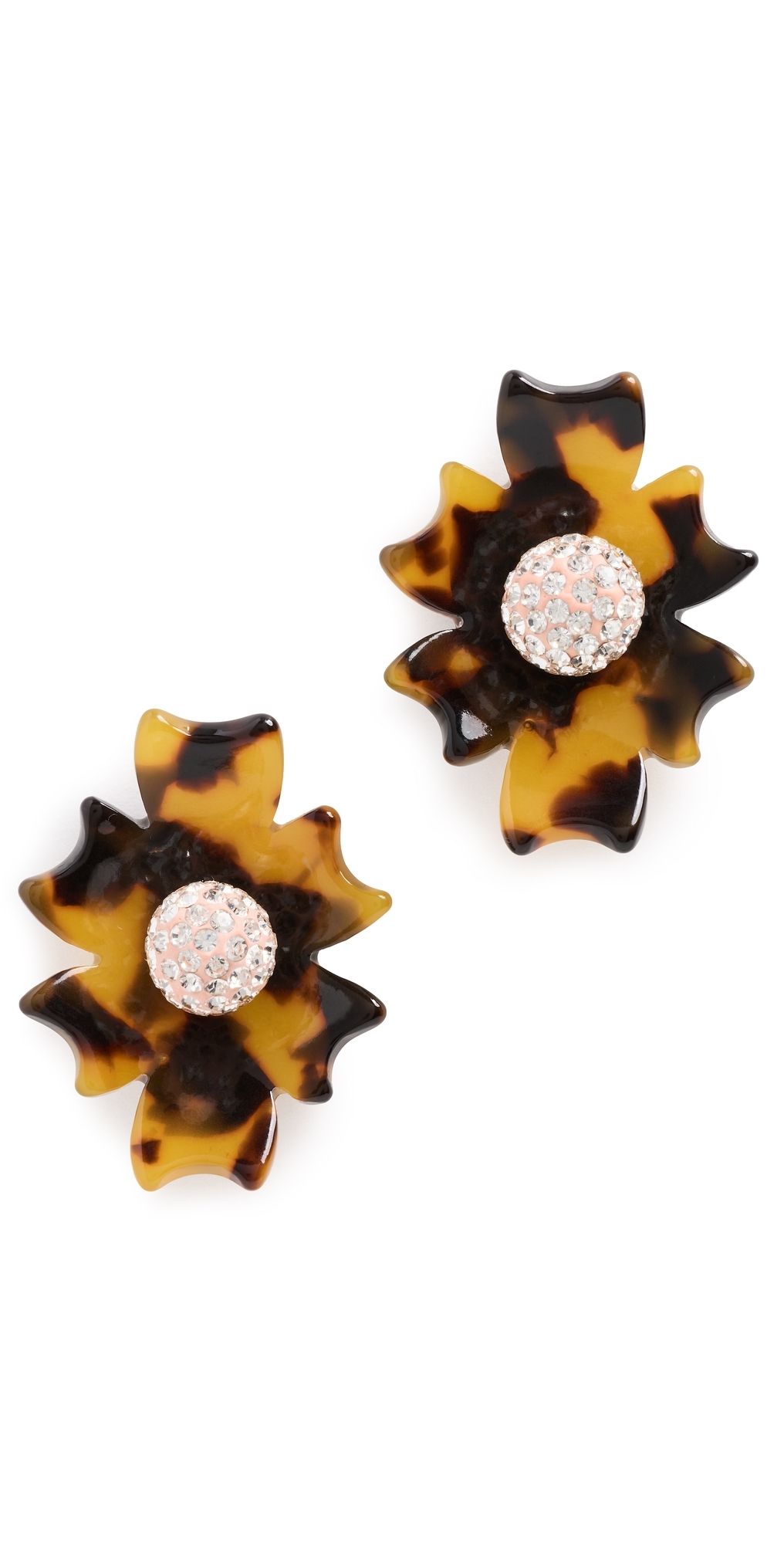 Lele Sadoughi Crystal Button Earrings Tortoise One Size