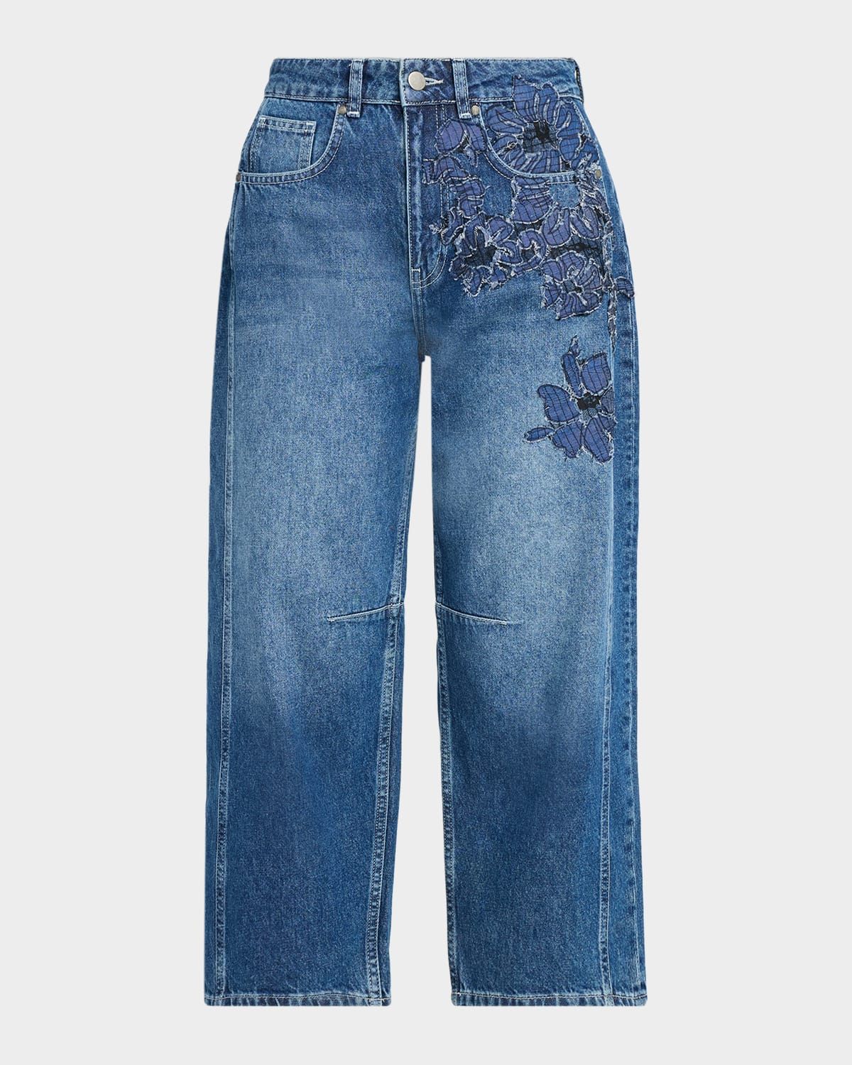 Archie Floral Embroidered Cropped Jeans