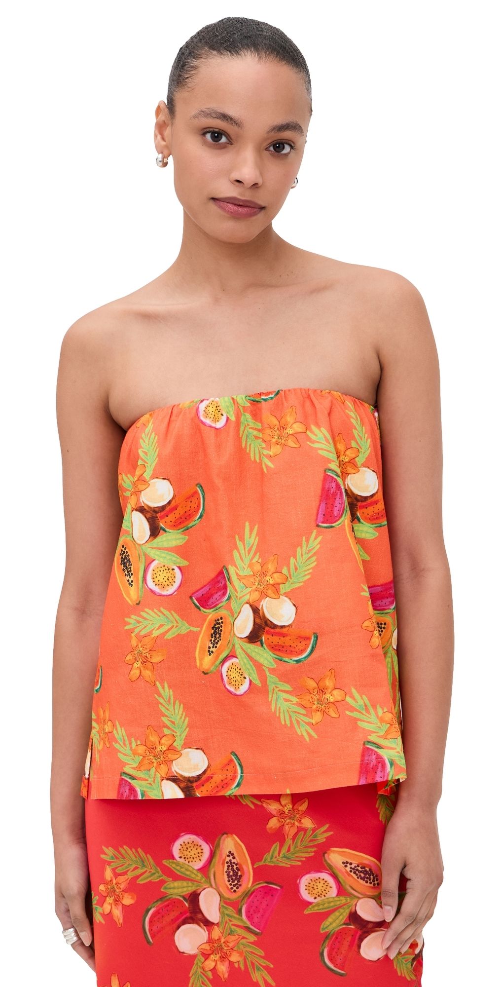 Bailey Rose Papaya Strapless Top Papaya M