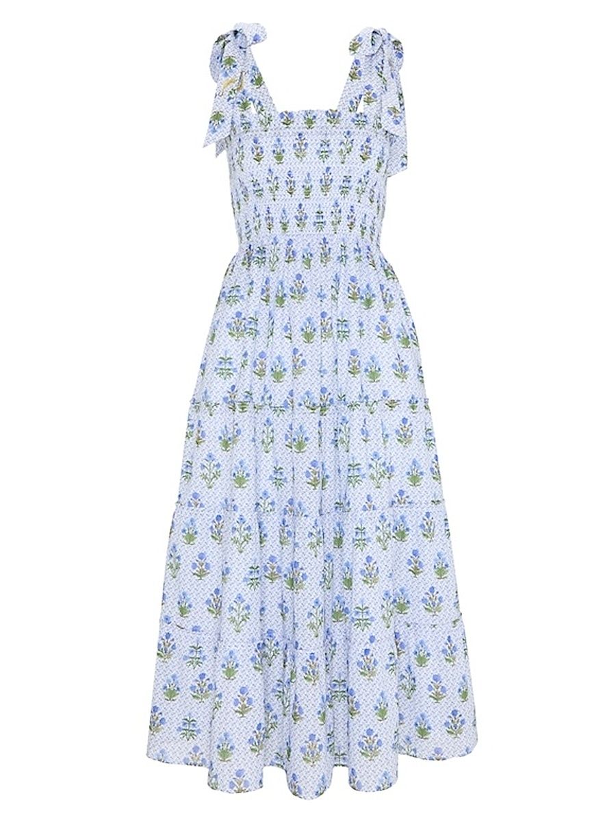 Women's The Ribbon Ellie Nap Dress - Blue Block Print - Size Large