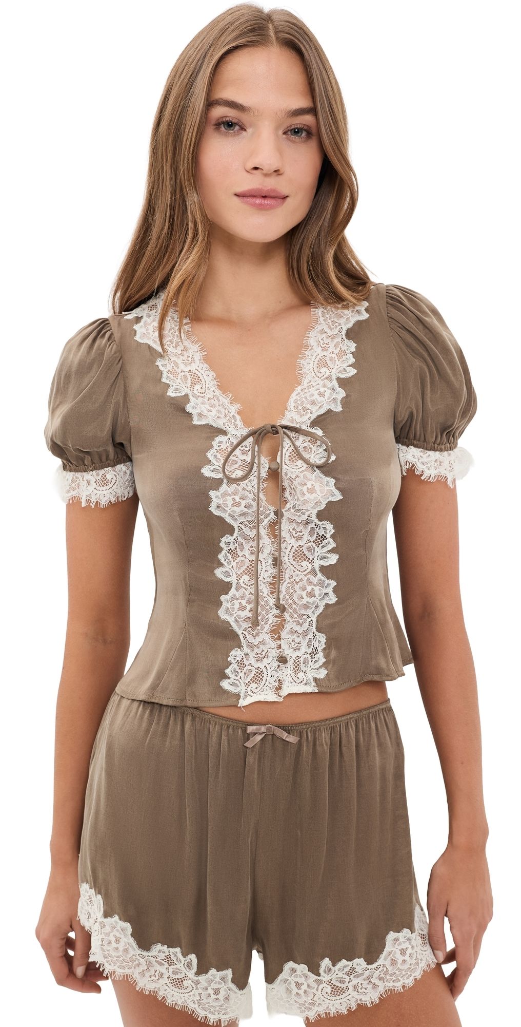 For Love & Lemons Luna Top Brown XXS