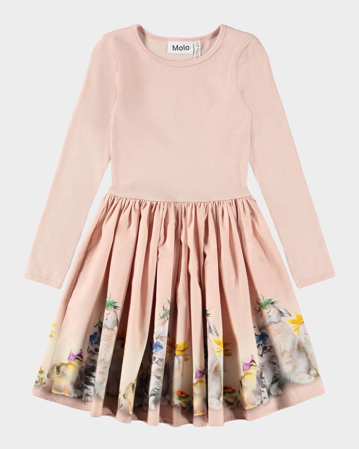 Girl & apos;s Casie Printed Ribbed Jersey & Cotton Poplin Dress