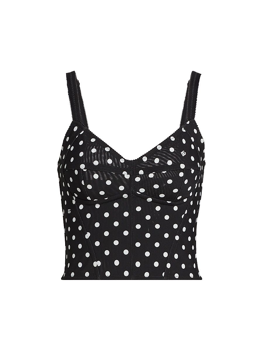 Women's Polka Dot Sweetheart Top - Nero - Size 12