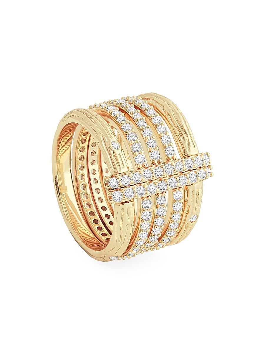 Women's Enchanted Forest 18K-Gold-Plated & Cubic Zirconia Five-Band Ring - Gold - Size 7