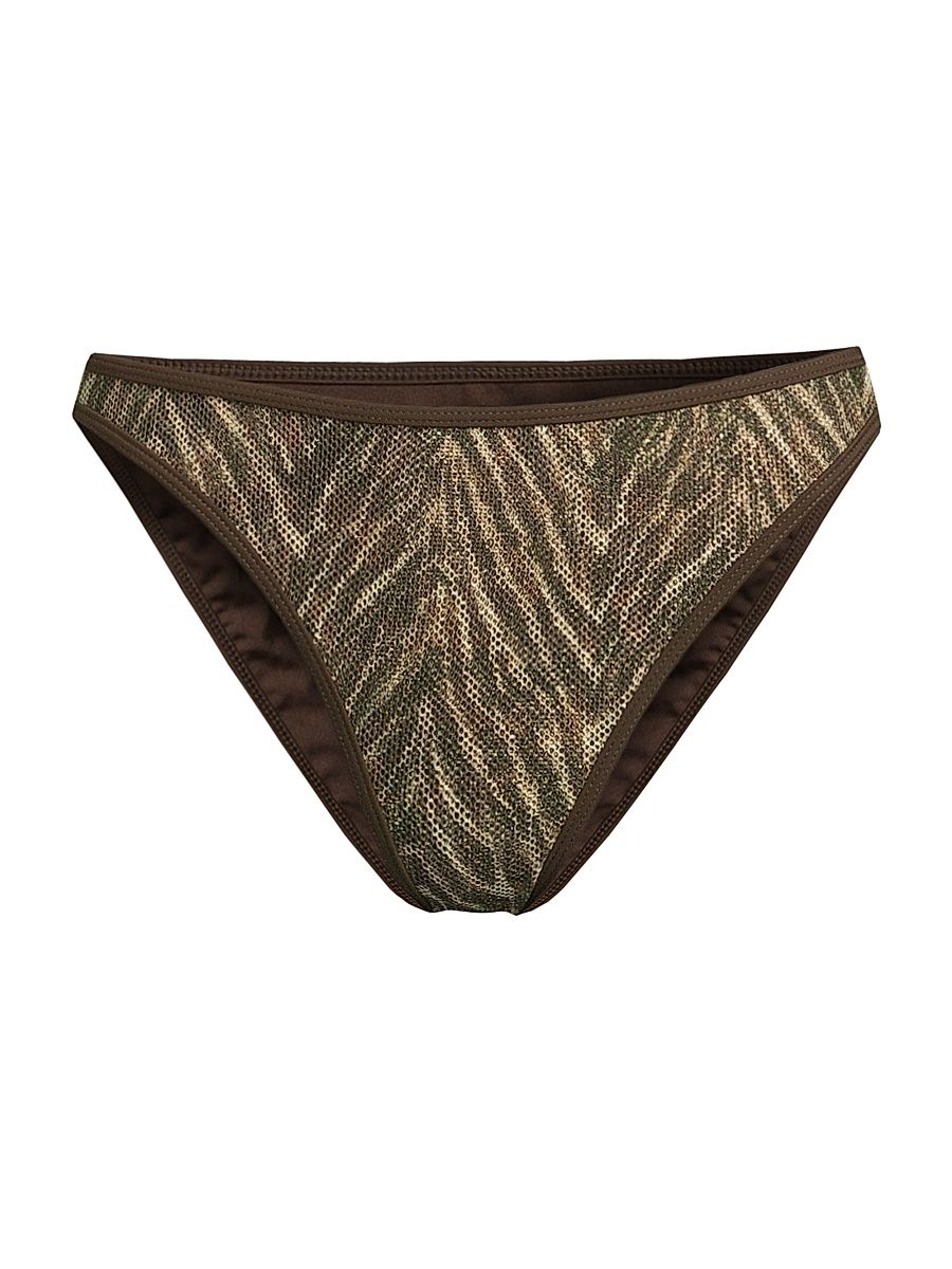 Women's Isla Printed Bikini Bottom - Beach Brown Zebra - Size XL