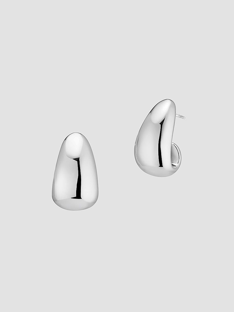 Women's Contour Drop Earrings in Sterling Silver - Silver