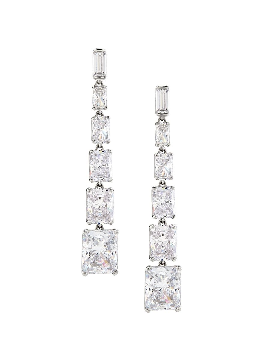 Women's Naomi Sterling Silver & Cubic Zirconia Linear Drop Earrings - Silver