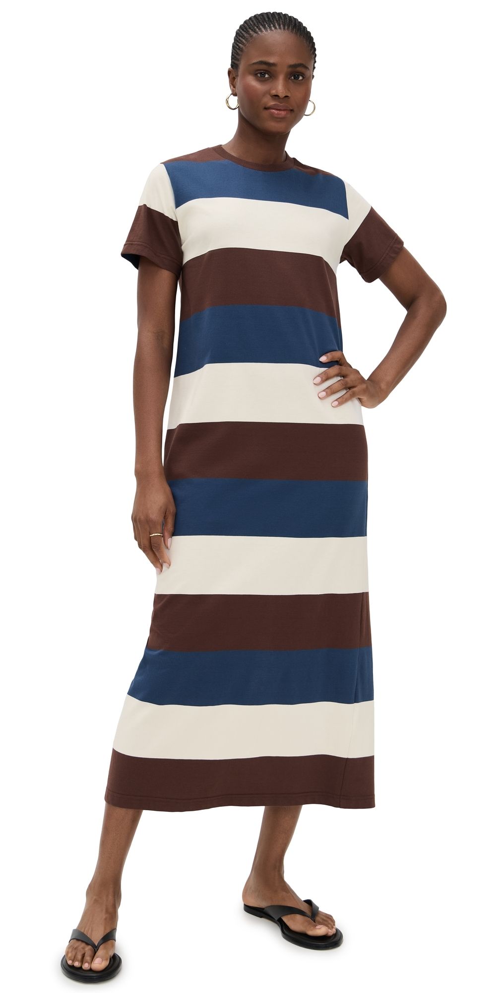 LE BOP Grace Midi Dress Chocolate/Blue/Ivory M