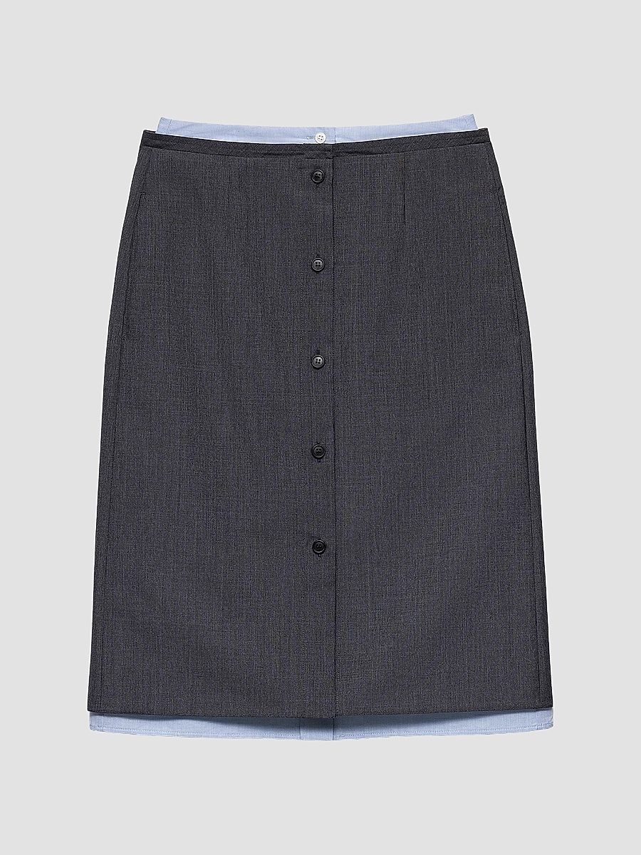 Women's Light Mohair and Chambray Skirt - Grey - Size 0