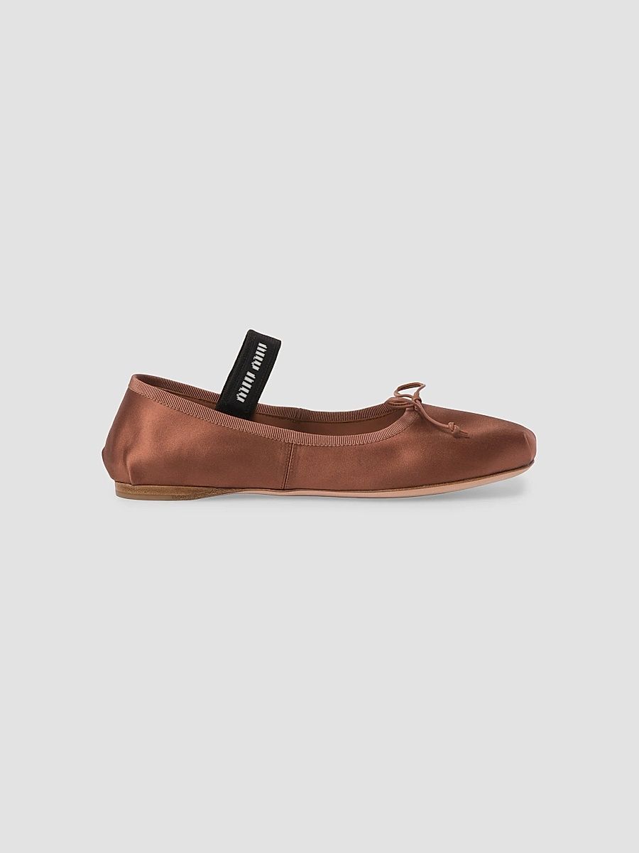 Miu Miu Women's Satin Ballerinas - Brown - Size 11