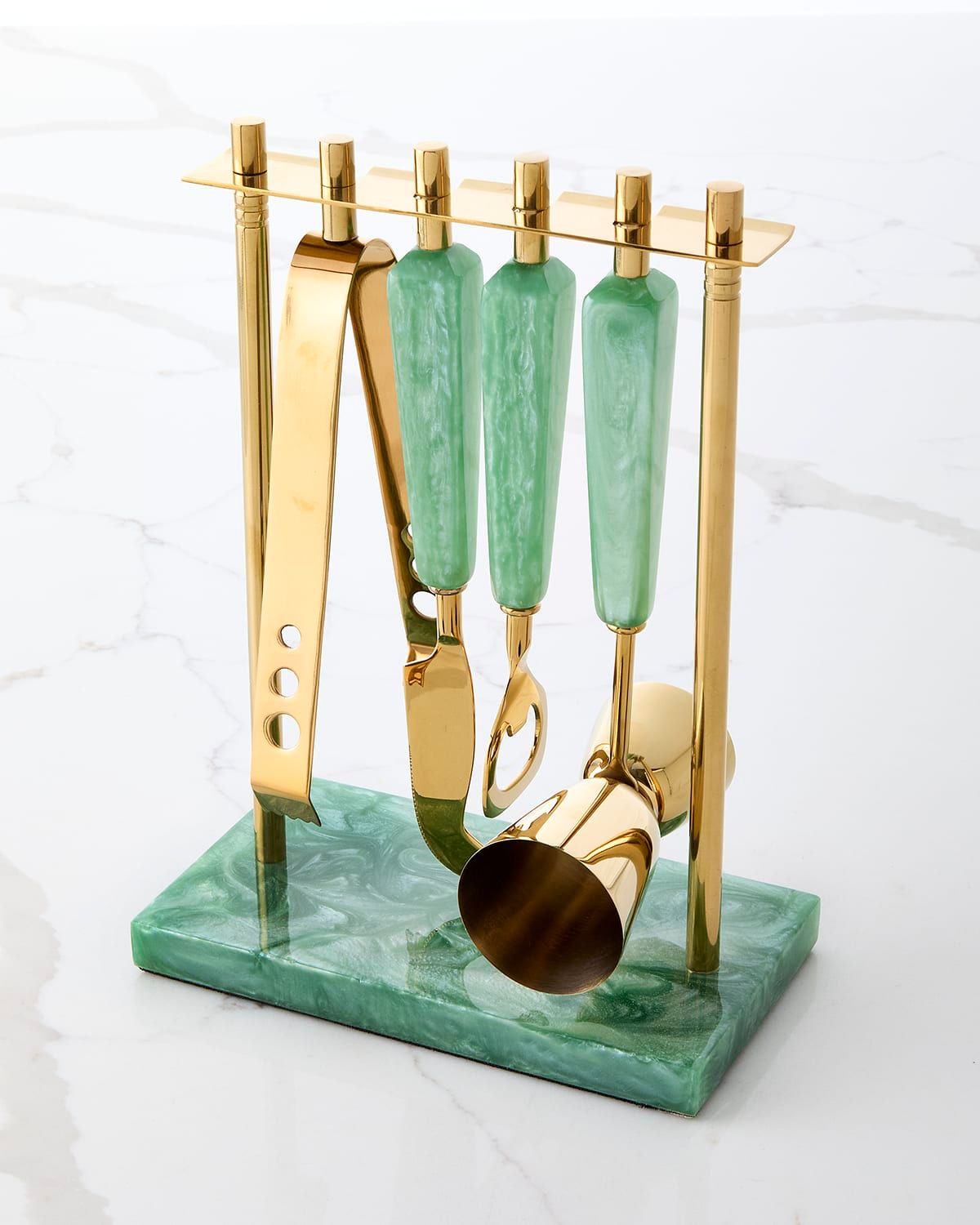 Asher Bar Tools Set with Stand, 4-Piece Set