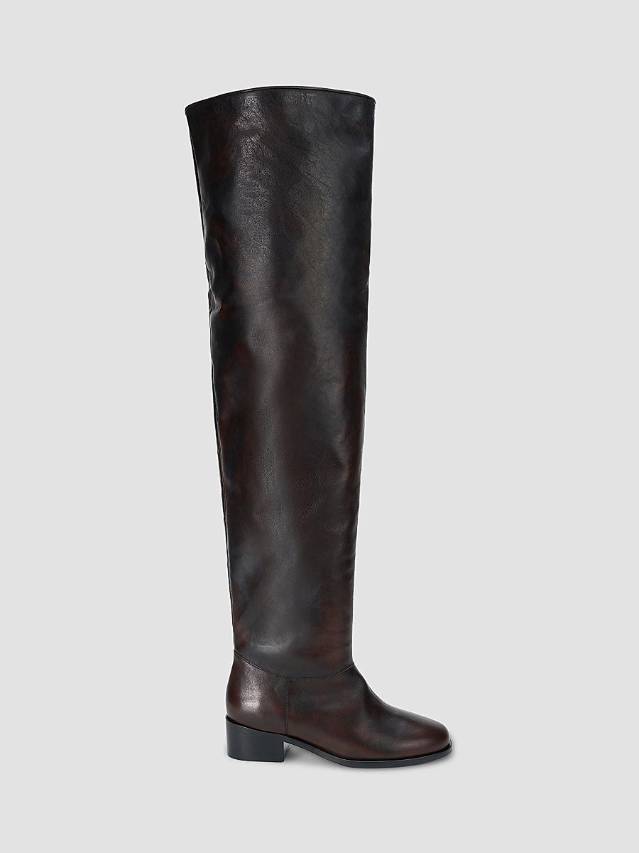 Women's Arlo Leather Over-the-Knee Boots - Espresso Distressed - Size 11