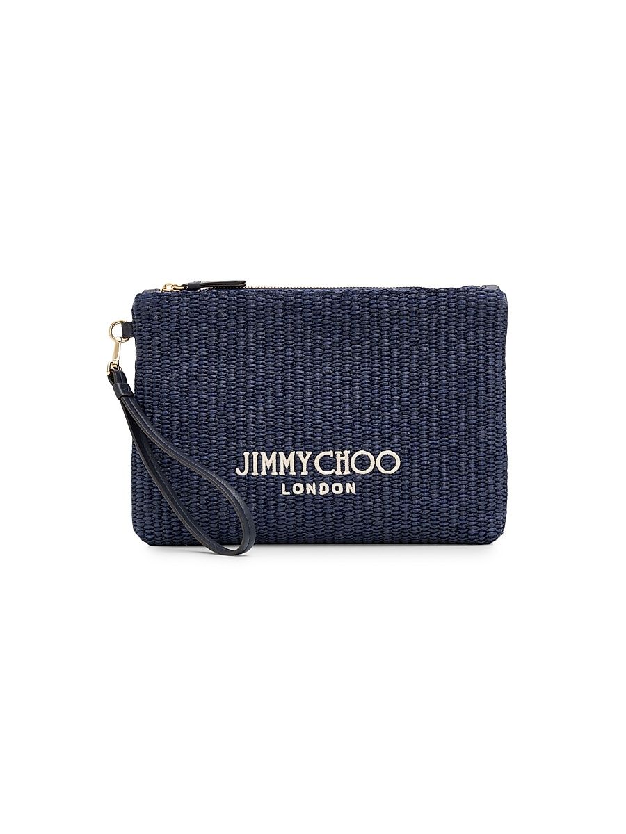 Women's Riviera Capsule Logo Raffia Pouch - Marine