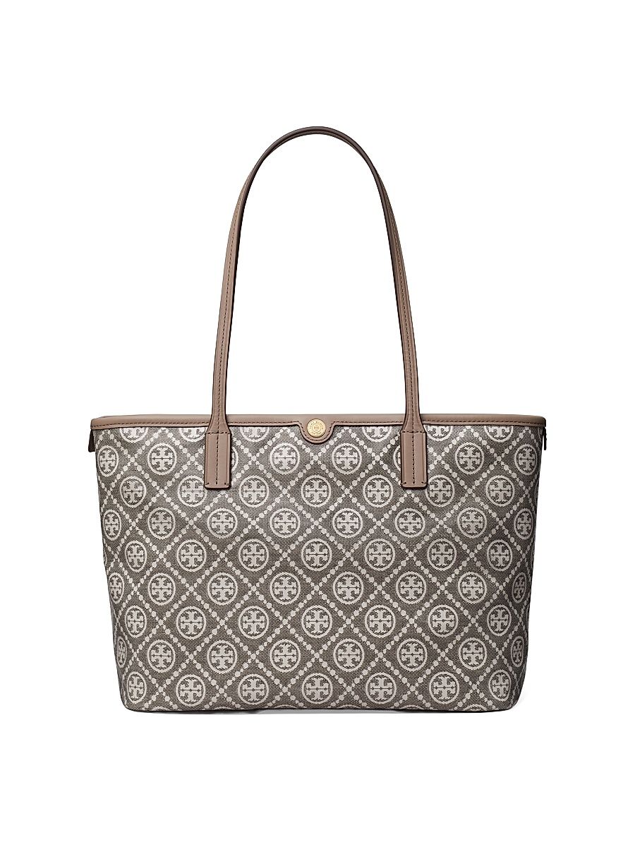 Women's Small T Monogram Jacquard Tote Bag - Charcoal