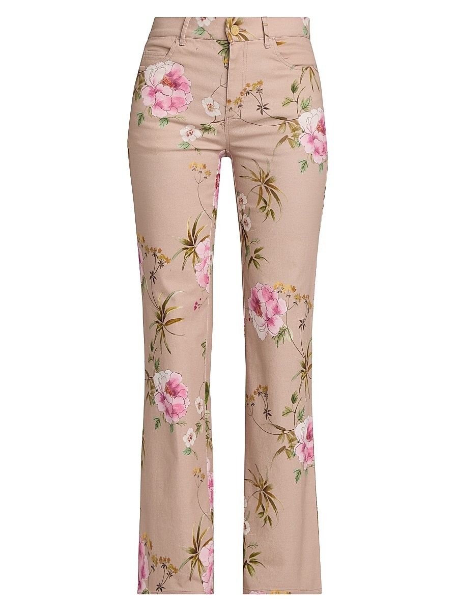 Women's Leigh Floral Cotton Twill Pants - Natural Multi - Size 32