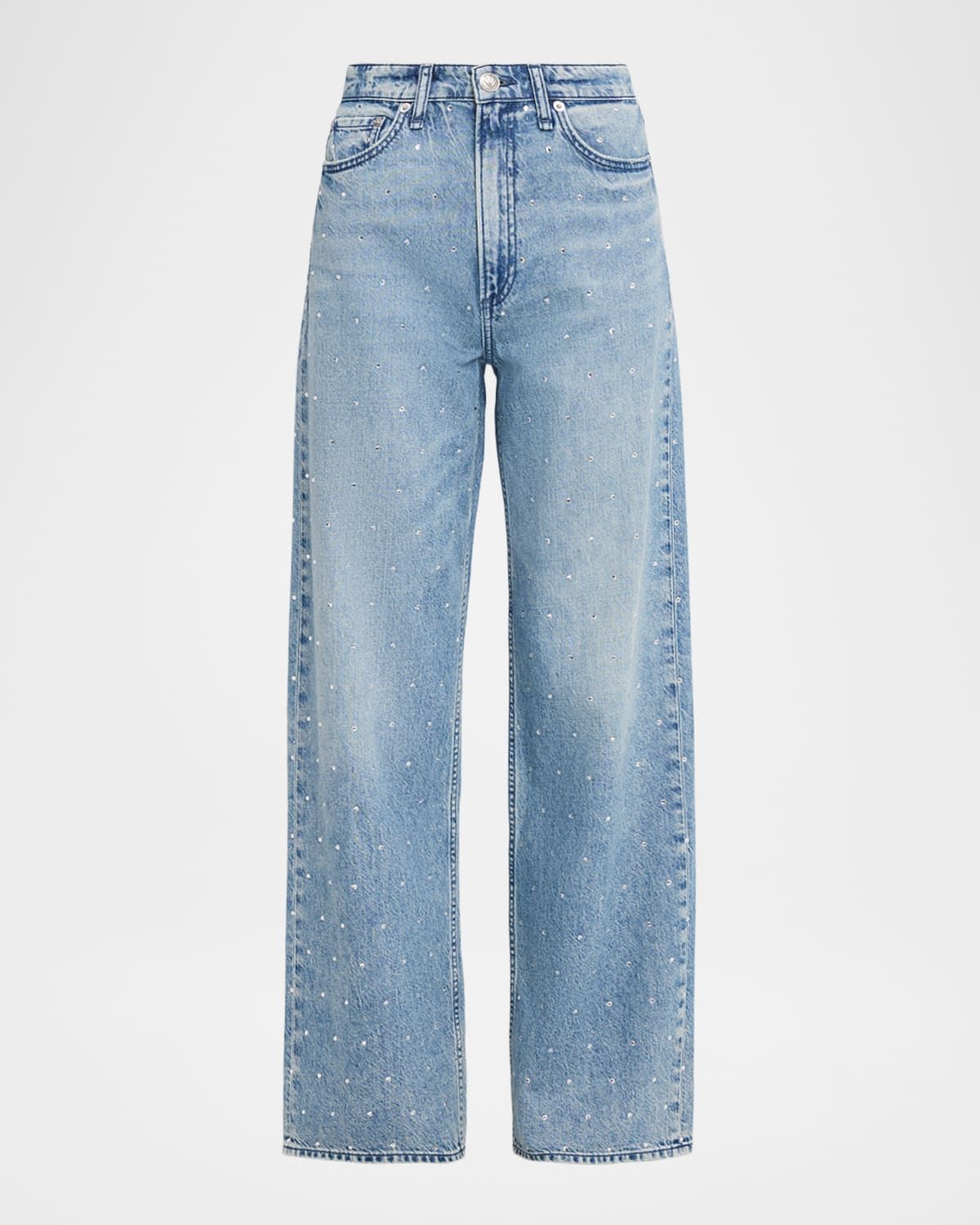 Featherweight Logan Embellished Mid-Rise Wide Jeans