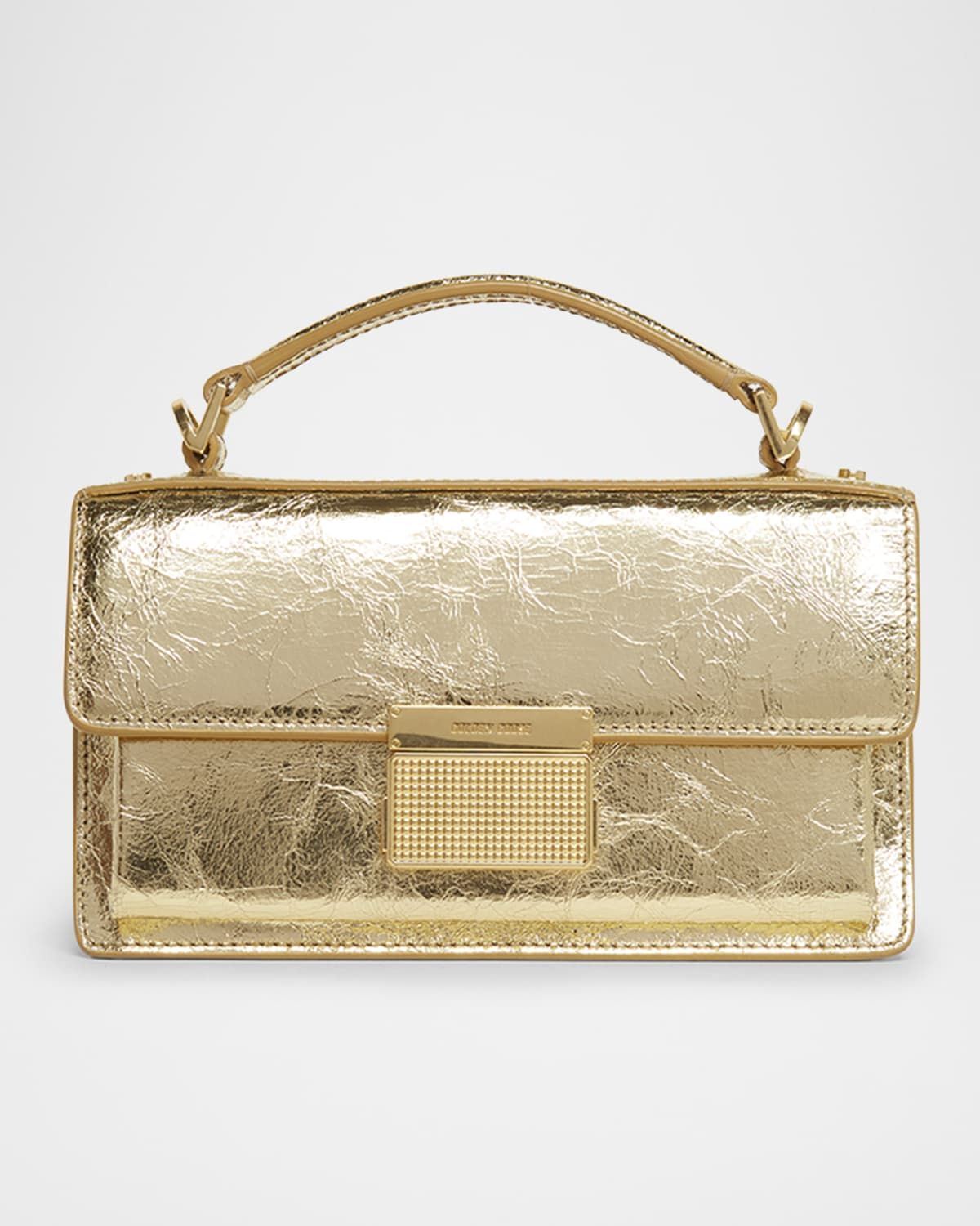 Venezia Small Shiny Wavy Leather Crossbody Bag