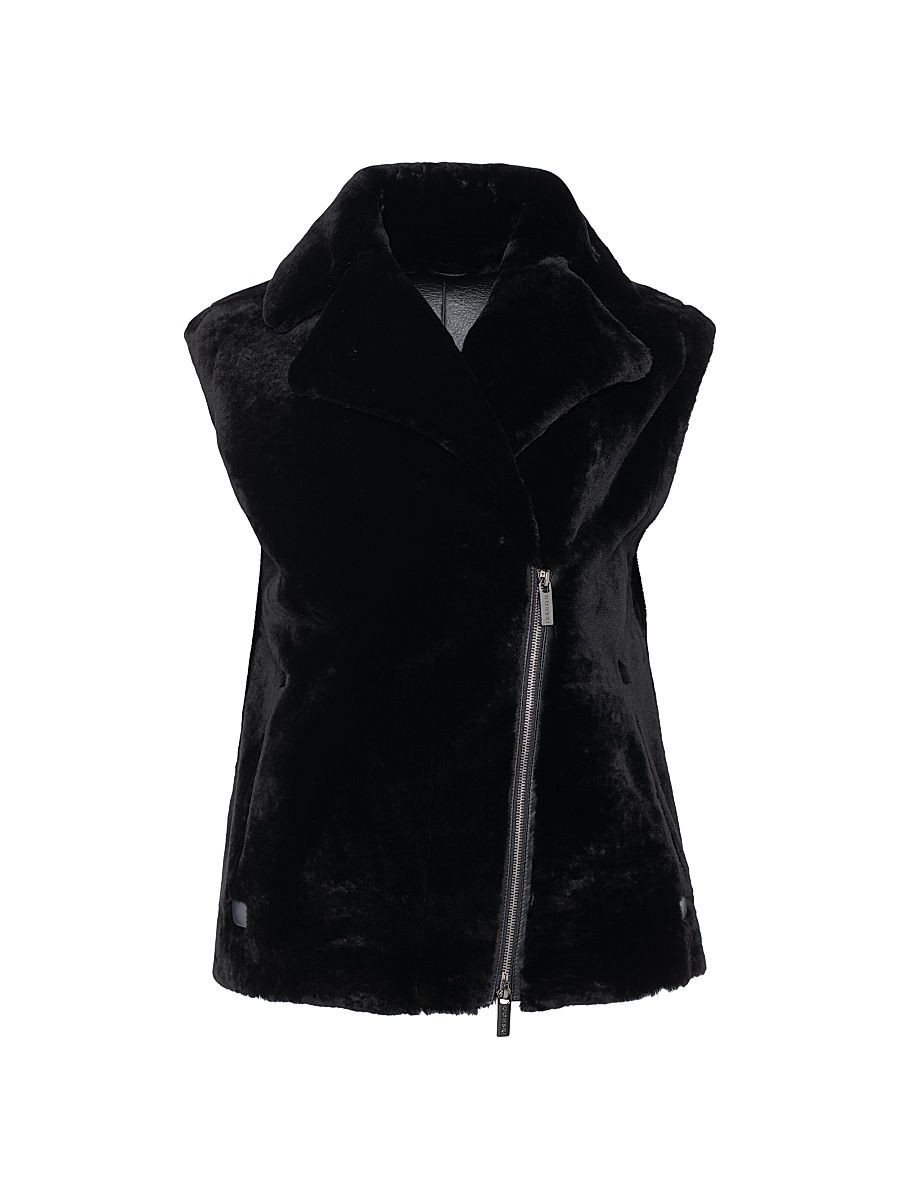 Women's Select Shearling Lamb Zip Vest - Black - Size Medium