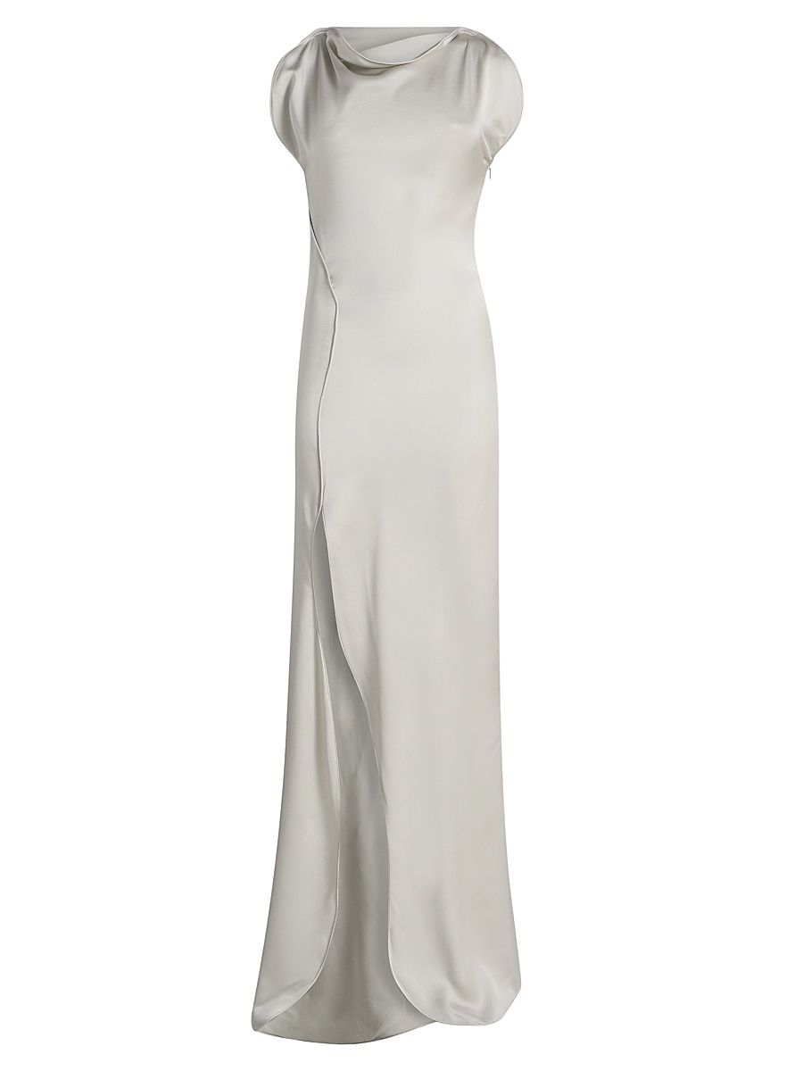 Victoria Beckham Women's Satin Cord Split Side Gown - Magnesium - Size 0