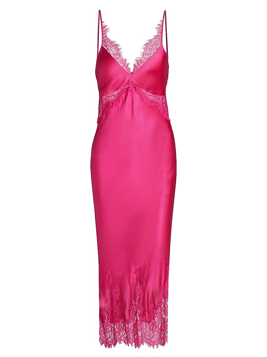 Women's Scotly Lace-Trim Midi-Slipdress - Pink Glo - Size 4