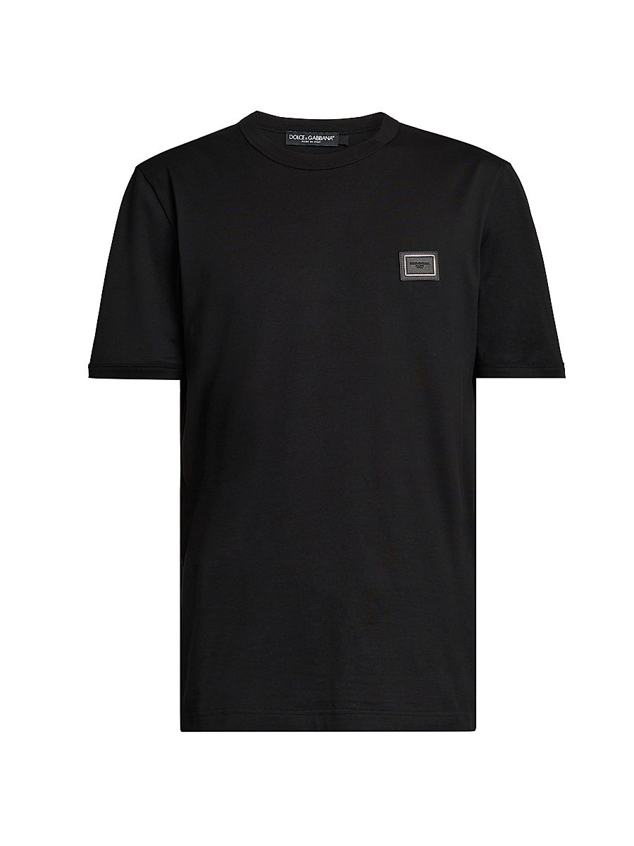 Men's Logo Patch Cotton T-Shirt - Nero - Size 36