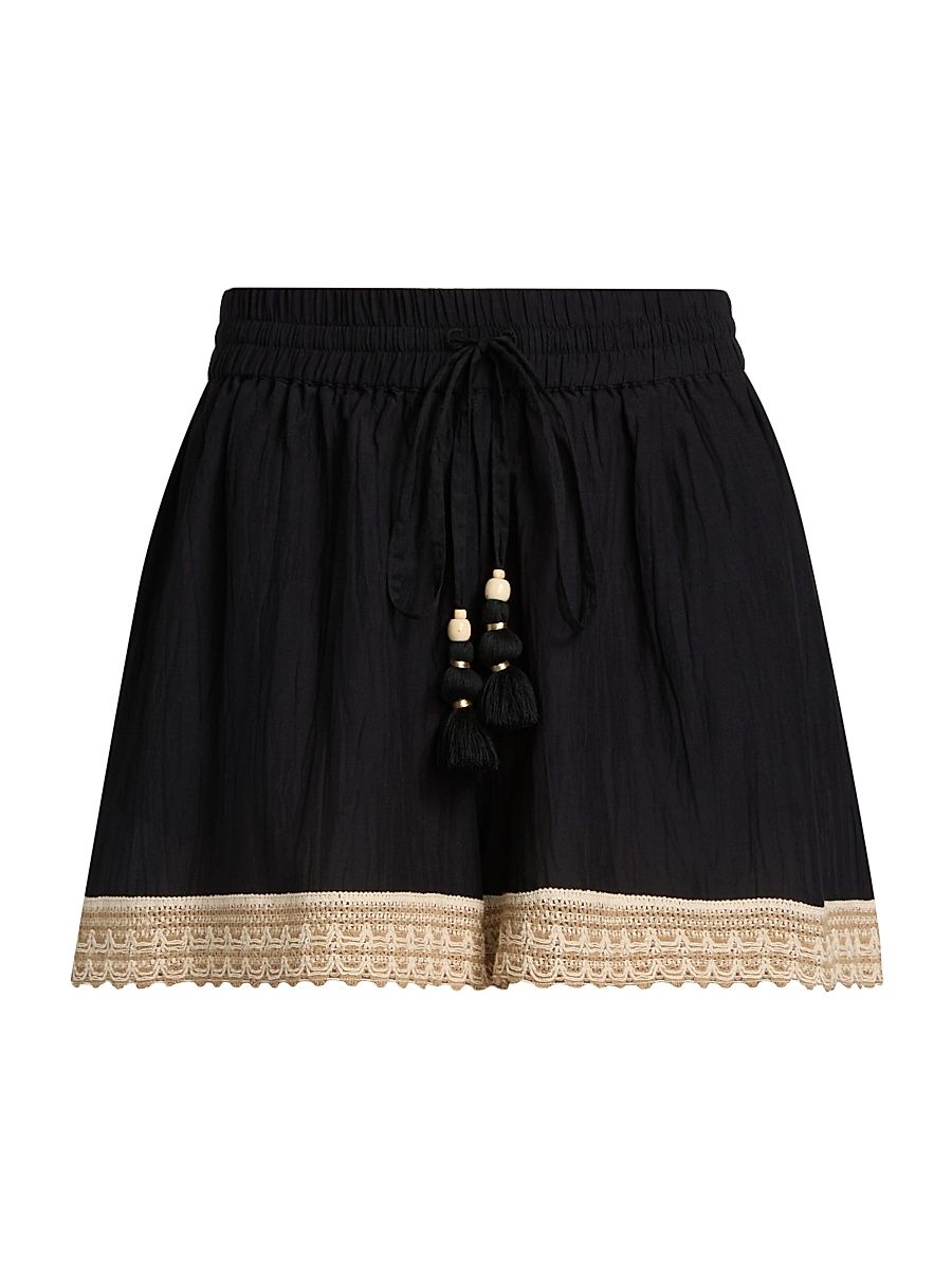 Women's Adrienne Cotton Cover-Up Shorts - Black - Size XS